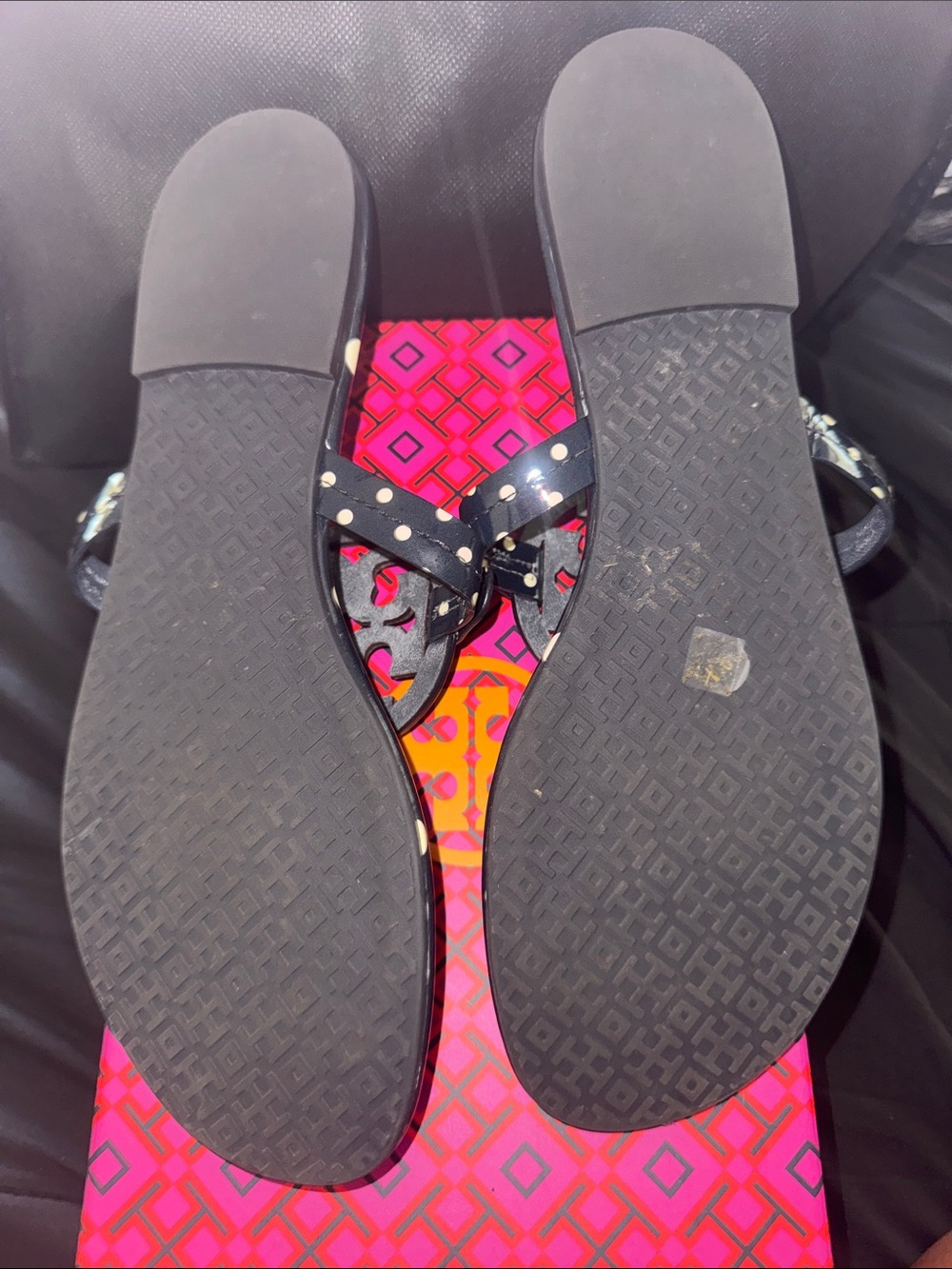 Polka Dot Jelly Logo Sandals - Navy Cream - Picture 2 of 2